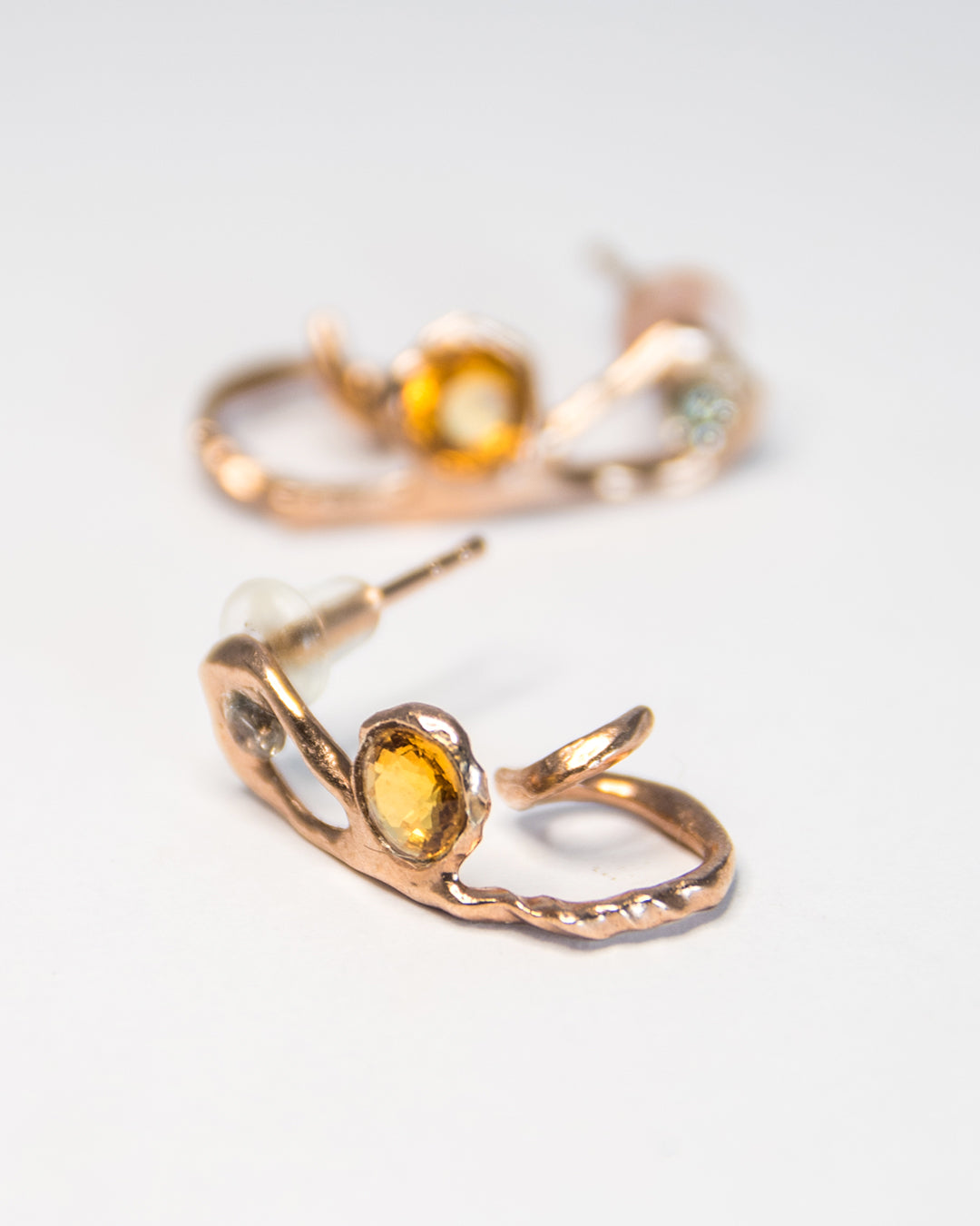 Signature 18K Rose Gold Earring Hooks with Citrine and Dusty Diamonds