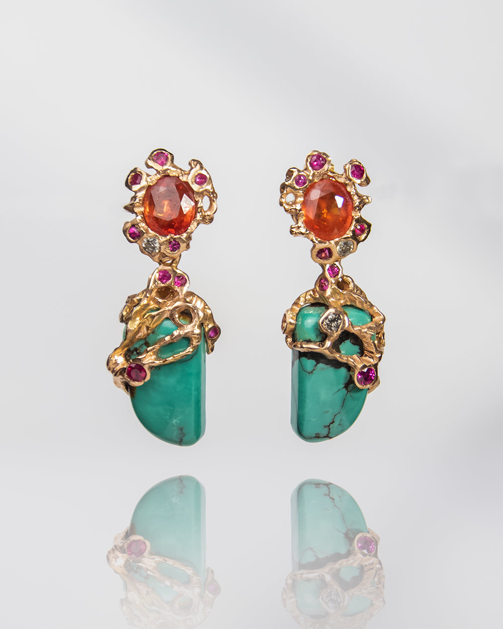 Lava Detachable 18K Rose Gold Turquoise Orange Sapphire Ruby and Diamo –  TVRRINI - Arched Metals