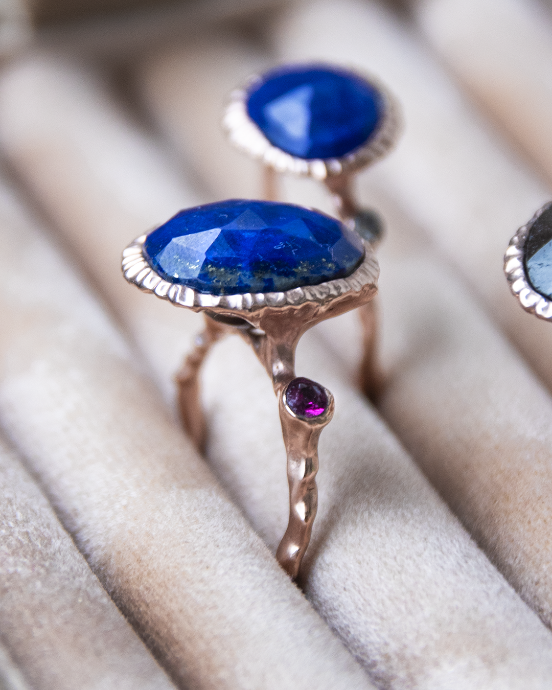 Nisi Island Lapis Lazuli, Garnet, and Ruby Ring