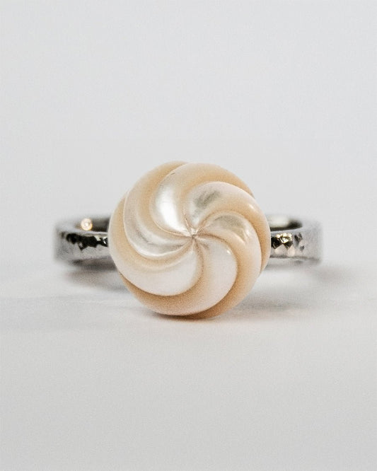 Arched Metals Freshwater Pearl & Silver Ring - TVRRINI Jewellery