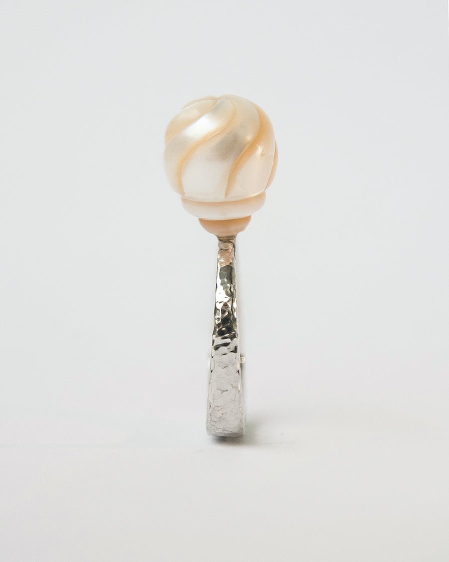 Arched Metals Freshwater Pearl & Silver Ring - TVRRINI Jewellery
