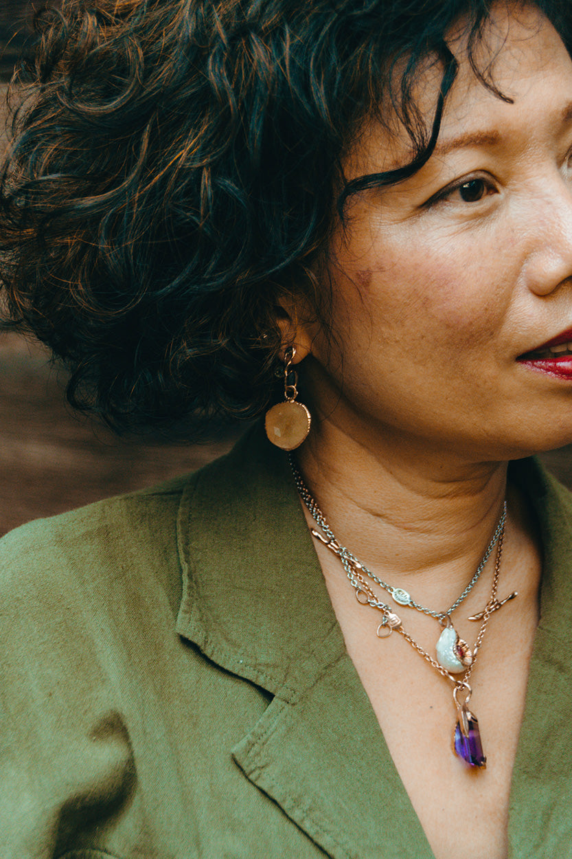 Bibi modelling jewellery from Kara and Nisi collections