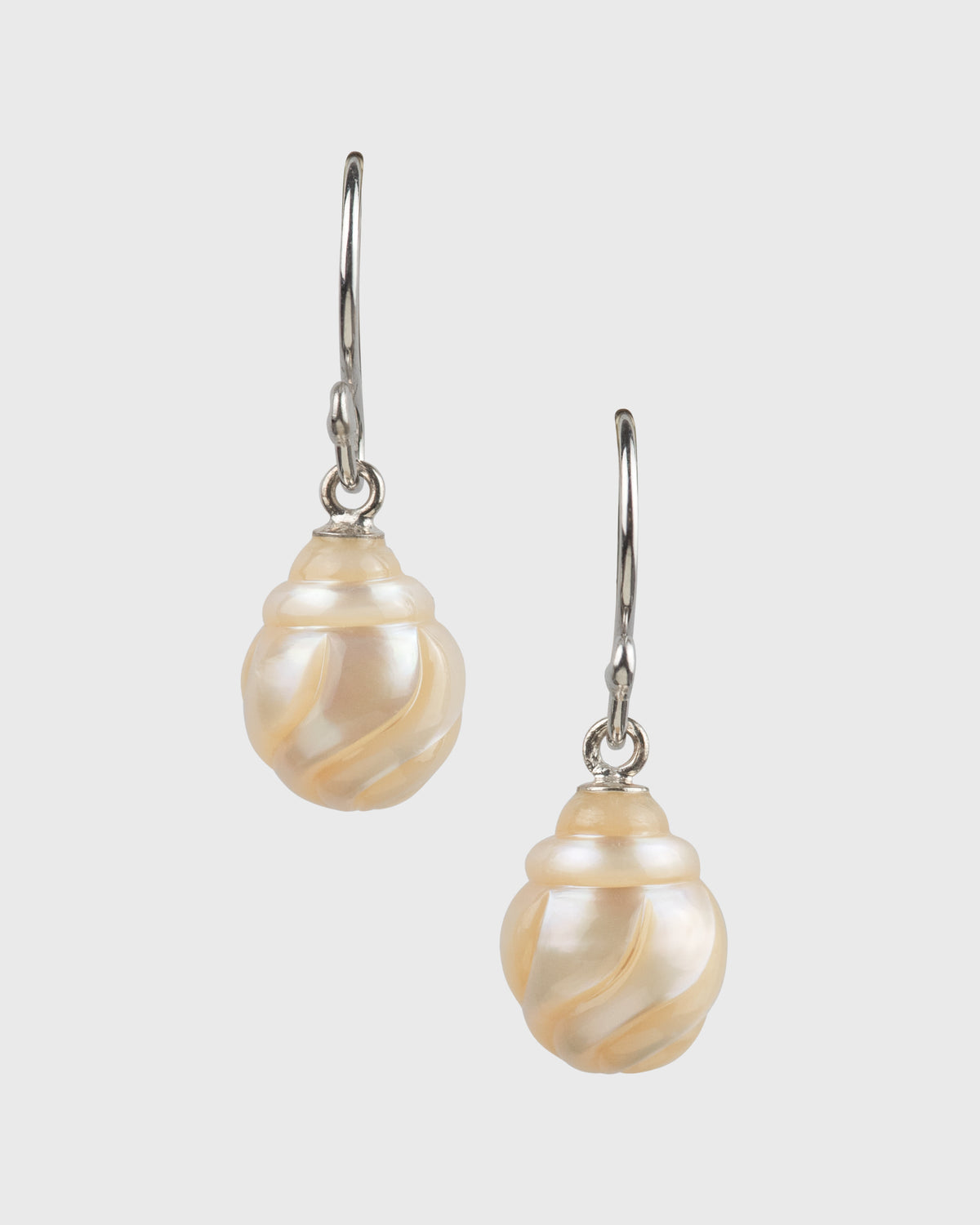 Carved 9.5mm Freshwater Pearl Drop Earrings