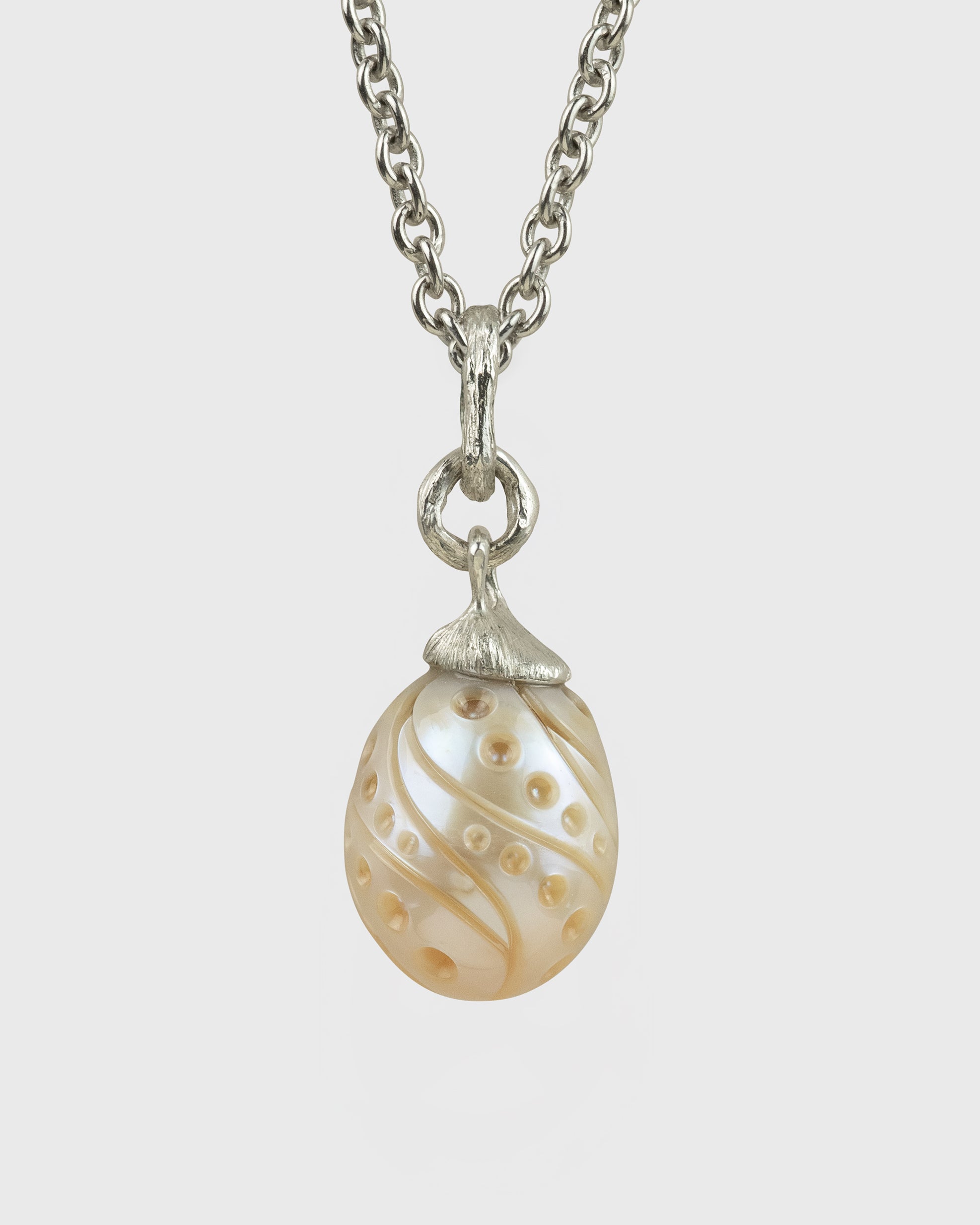 Carved 12.4mm Drop Freshwater Pearl Necklace