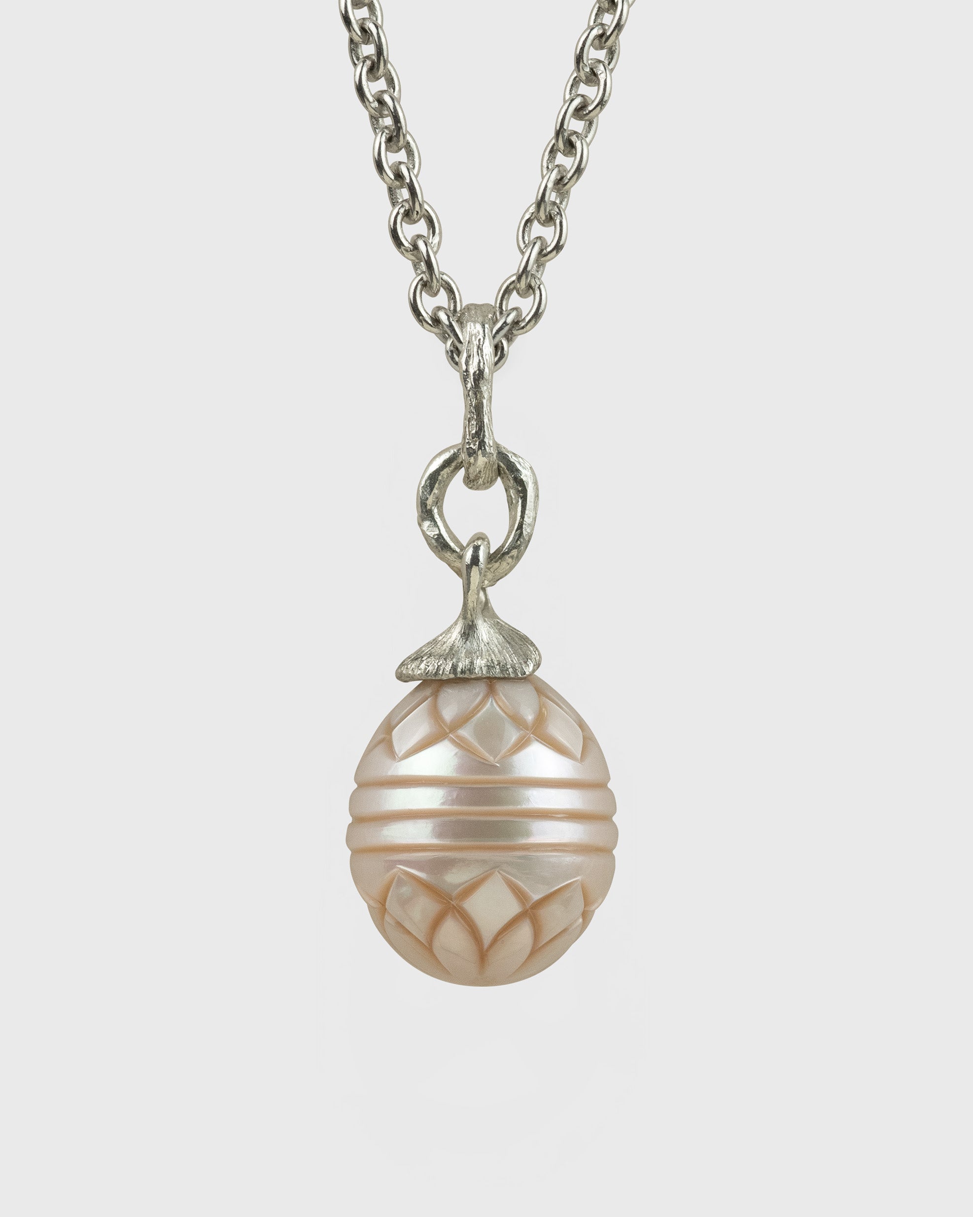 Carved 12.1mm Oval Freshwater Pearl Necklace