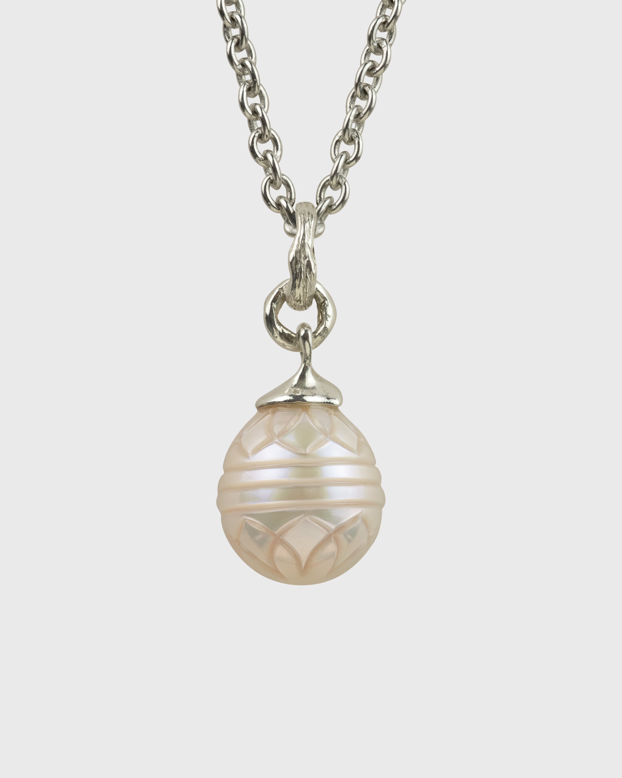 Carved 12mm Drop Freshwater Pearl Necklace