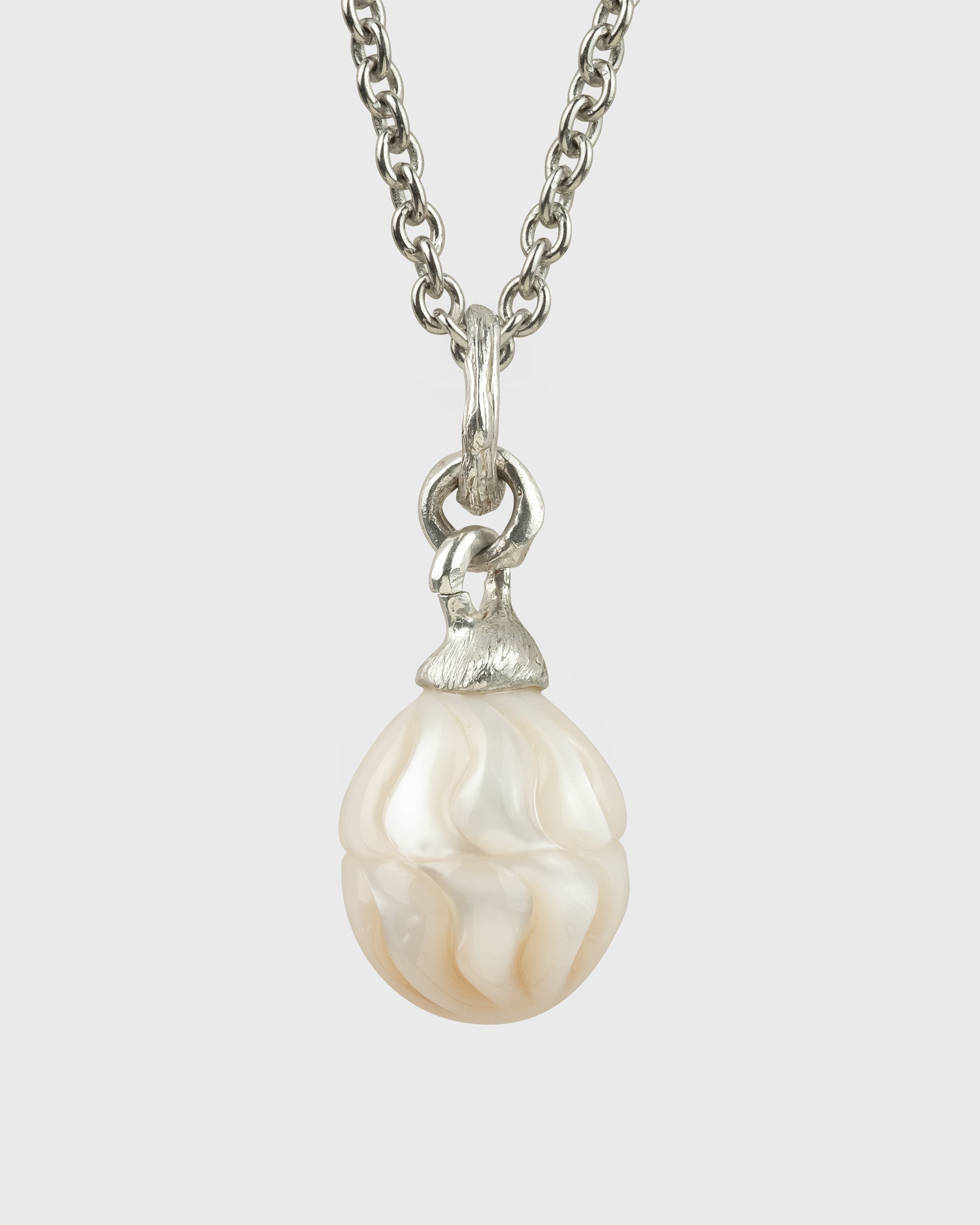 'Moira' Carved 12.7 mm Drop Freshwater Pearl Necklace