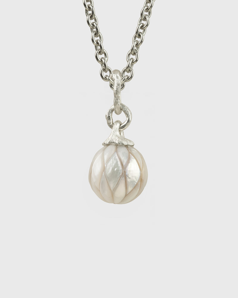 'Moira' Carved 12.5 mm Round Freshwater Pearl Necklace