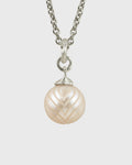 'Moira' Carved 13.7 mm Round Freshwater Pearl Necklace
