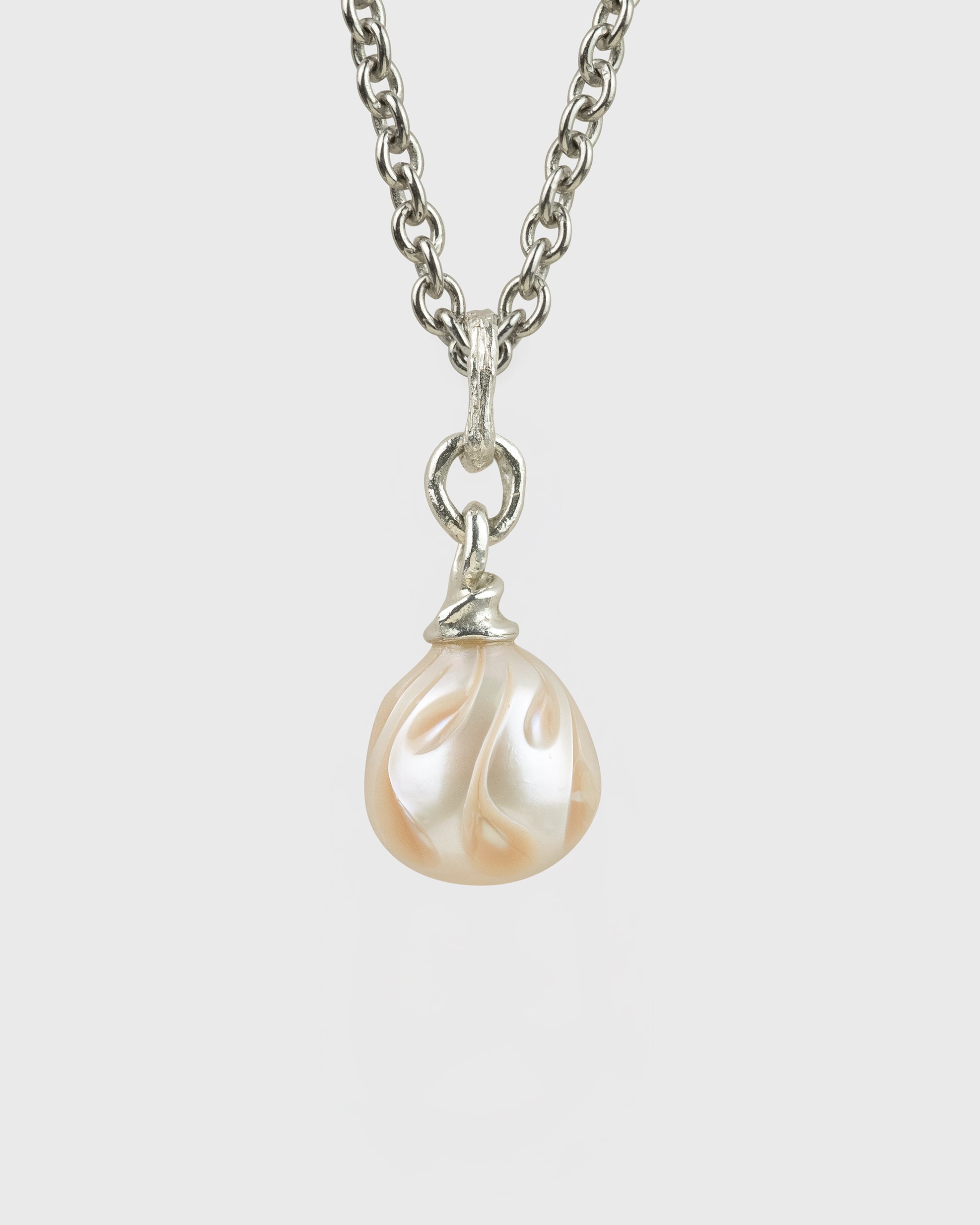 Carved 12.2mm Drop Freshwater Pearl Necklace