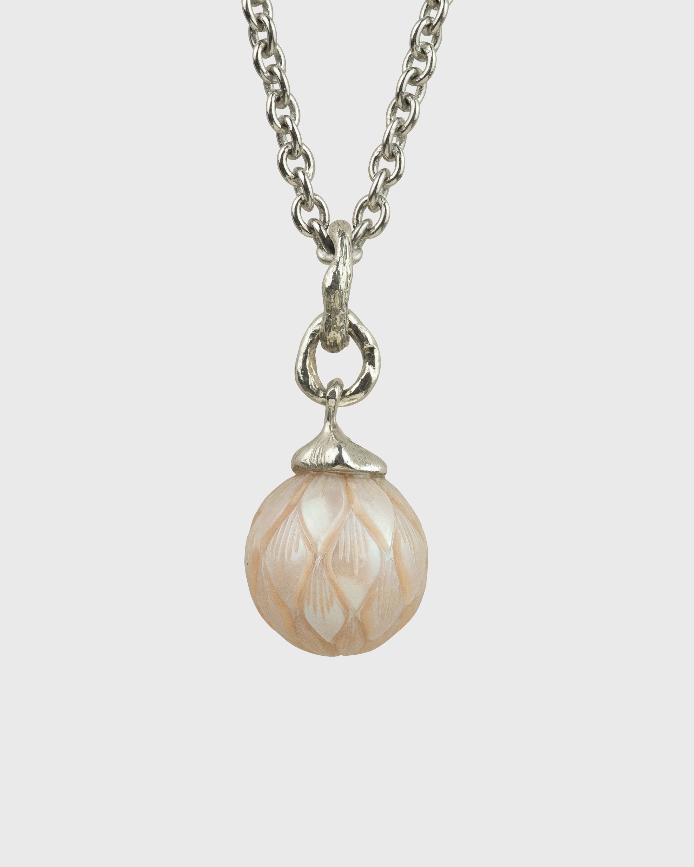Carved 12.3mm Semi-round Freshwater Pearl Necklace