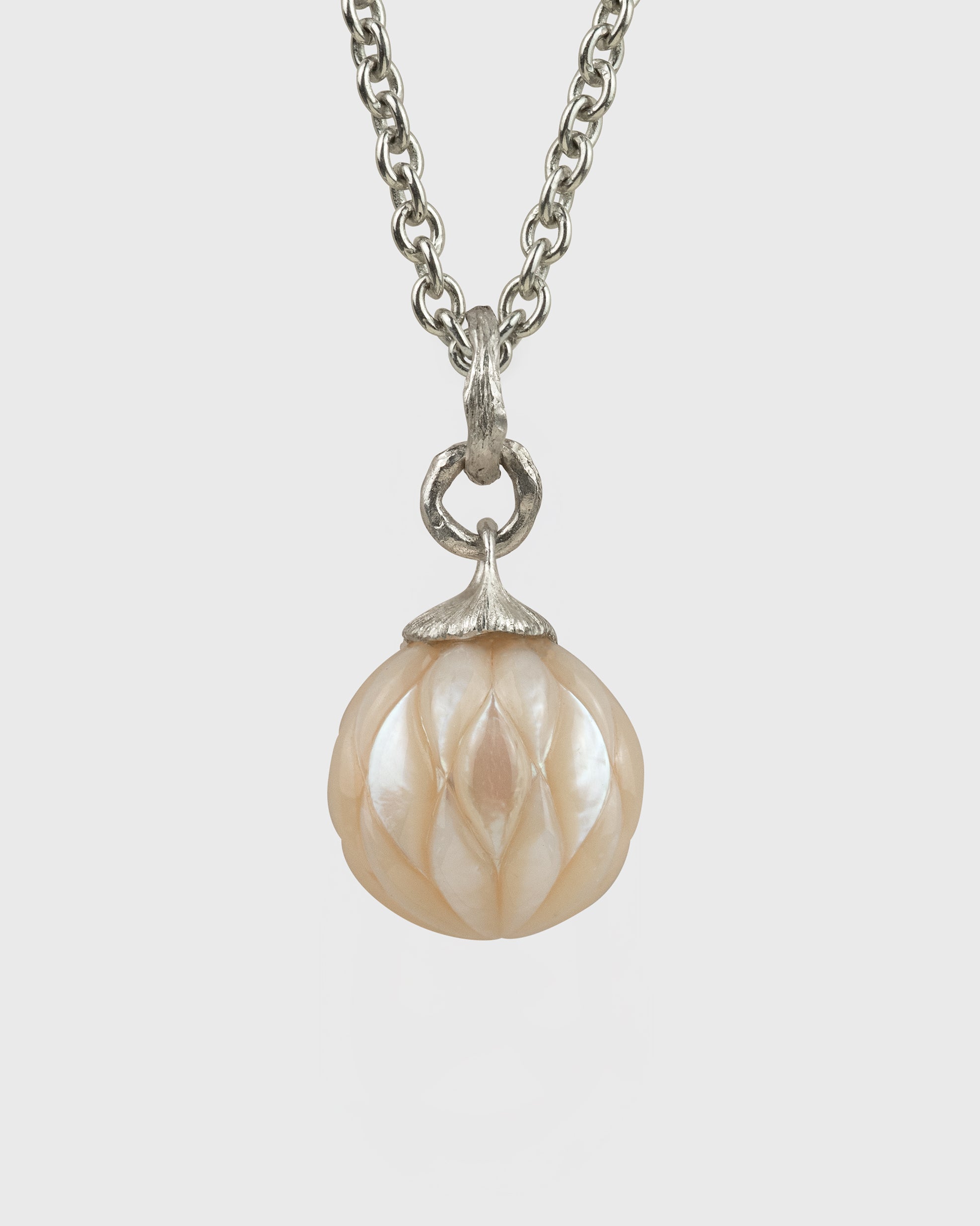 Carved 14.1mm Round Freshwater Pearl Necklace