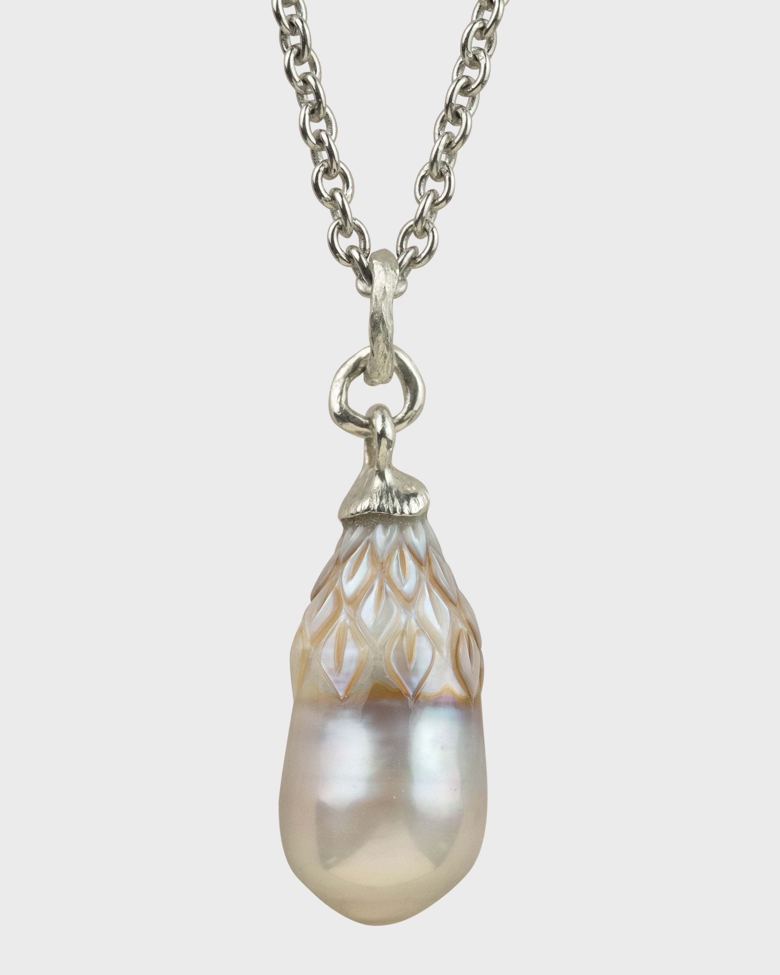 Carved 13mm Freshwater Pearl Necklace