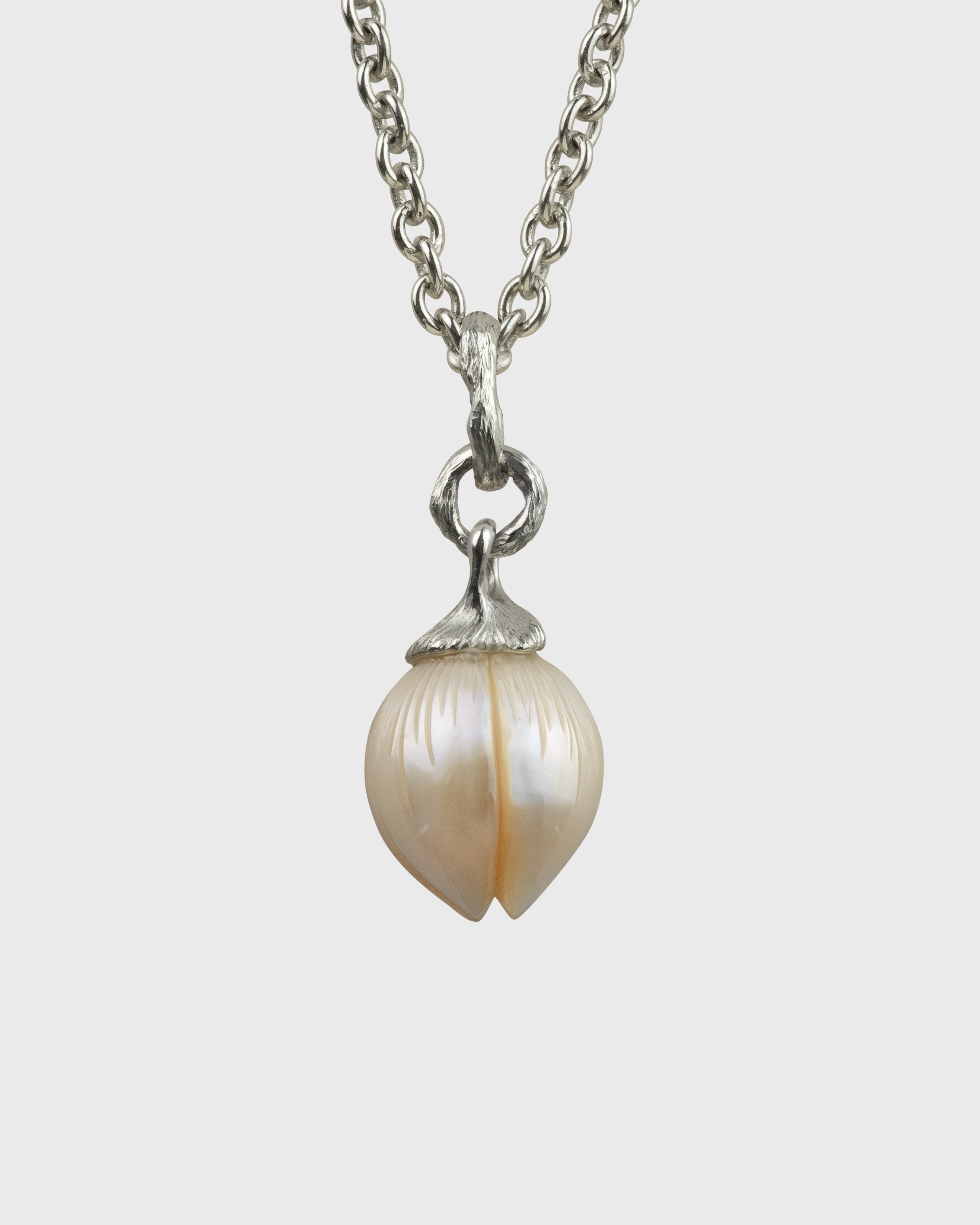 Carved 11.4mm Drop Freshwater Pearl Necklace