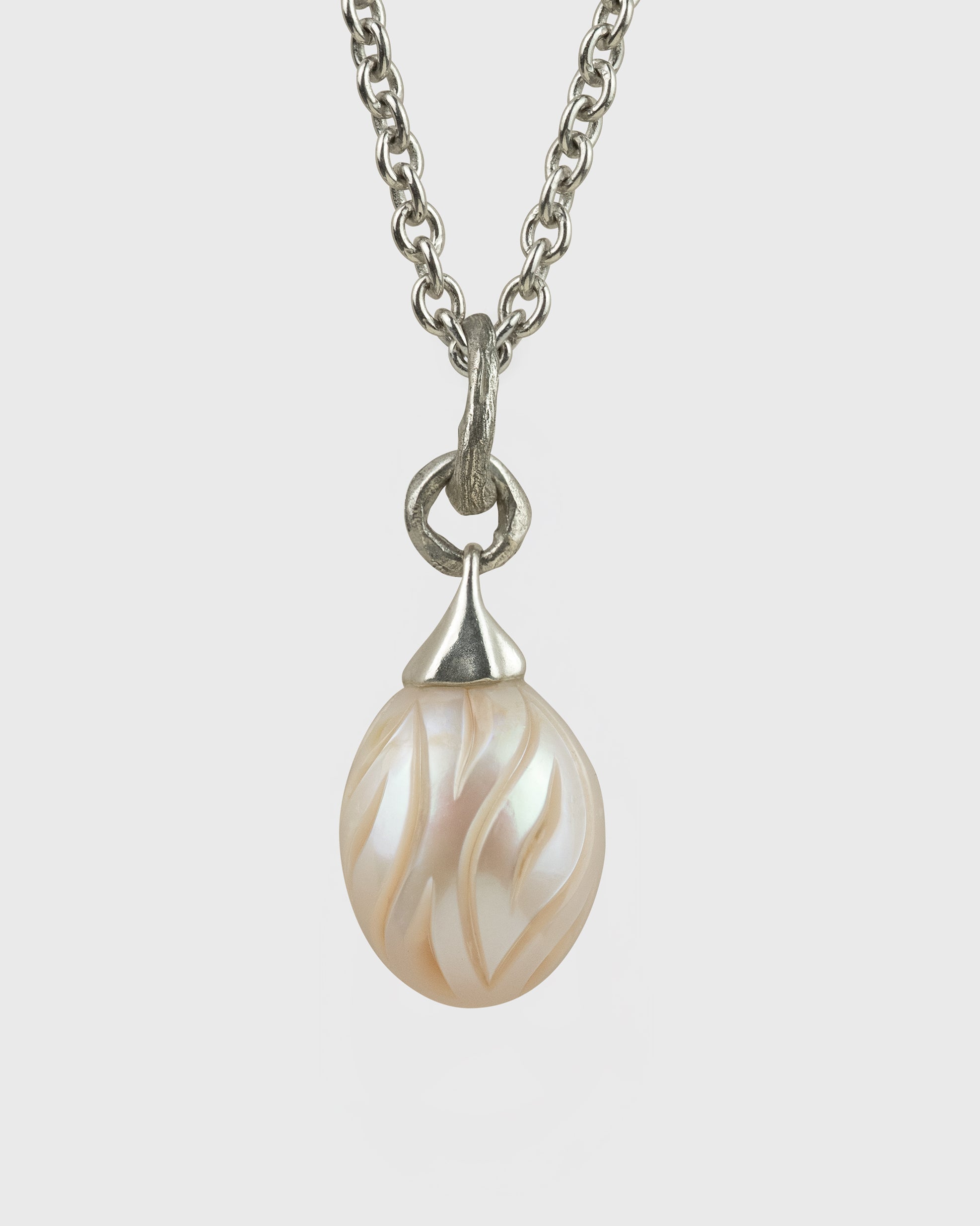Carved 11.4mm Drop Freshwater Pearl Necklace