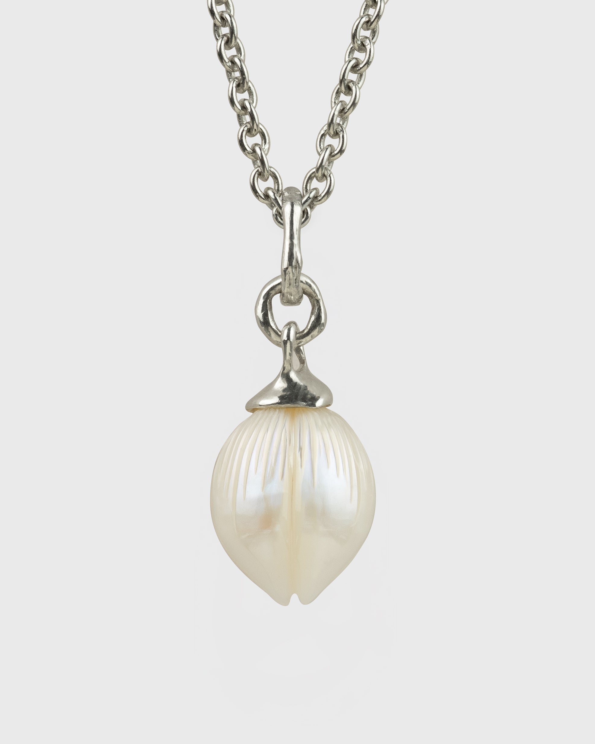 Carved 12.2mm Drop Freshwater Pearl Necklace