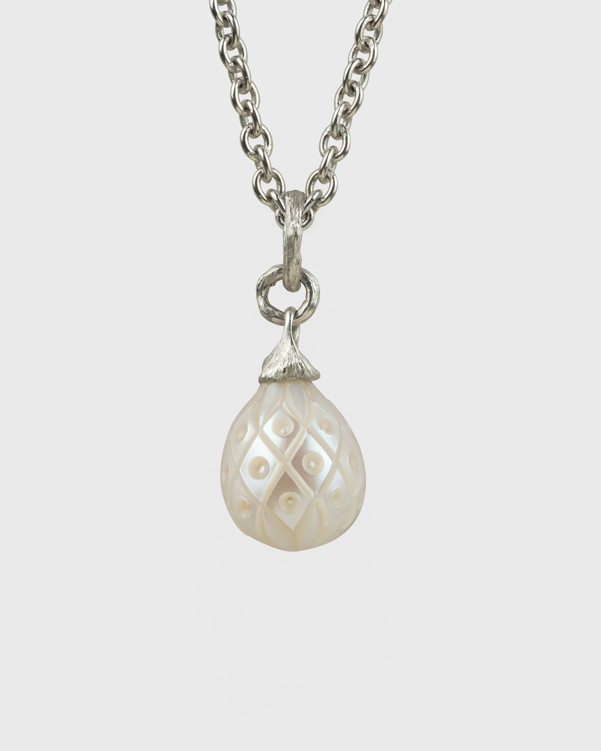 Carved 12.7mm Drop Freshwater Pearl Necklace