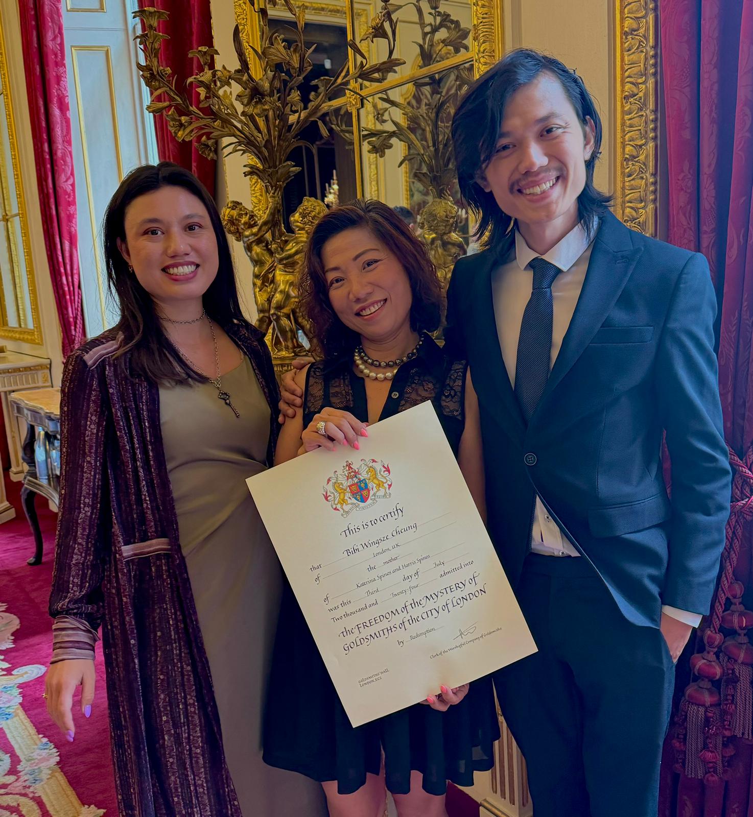 TVRRINI's founder Bibi with Katerina and Harris at Goldsmiths' Hall