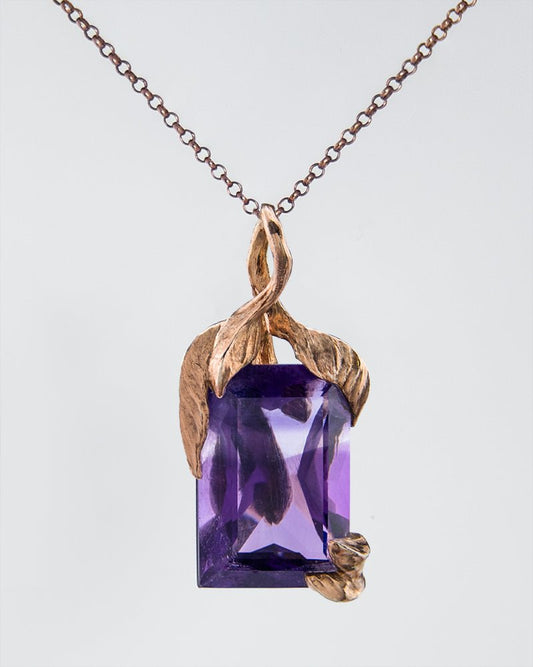 Kara Emerald - Cut Amethyst Pendant on chain - SKU KA-P-972-RG