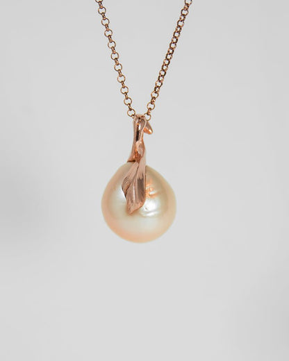 Kara sterling silver with 18K rose gold plating and freshwater pearl pendant on chain - SKU KA-P-995-RG