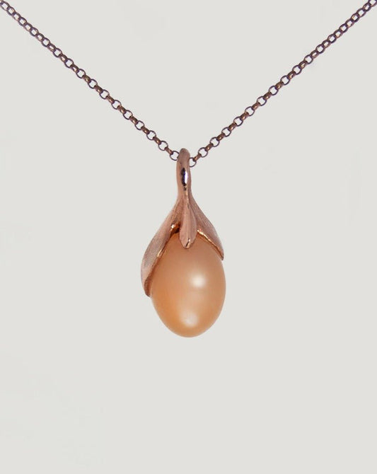 Kara Peach Moonstone Oval Cabochon Pendant - TVRRINI Jewellery