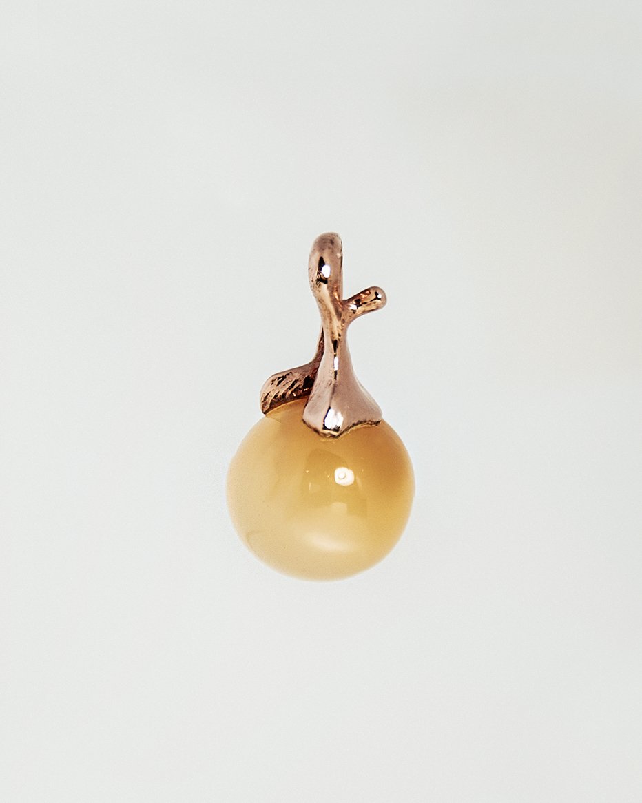 Kara Peach Moonstone Round Cabochon Pendant - TVRRINI Jewellery
