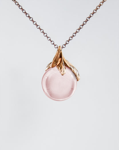 Kara Gold-Plated Silver and Rose Quartz Round Cabochon Pendant