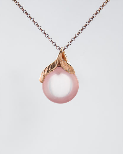 Kara Gold-Plated Silver and Rose Quartz Round Cabochon Pendant