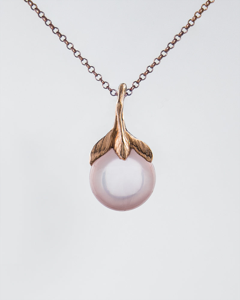 Kara Gold-Plated Silver and Rose Quartz Cabochon Pendant