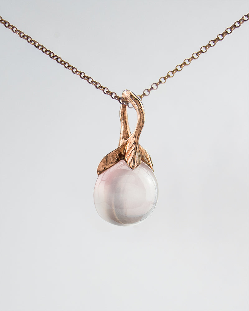 Kara Gold-Plated Silver and Rose Quartz Cabochon Pendant