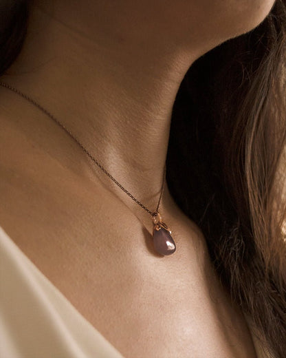 Katerina wears Kara Purple Chalcedony Pendant