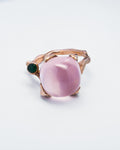 Kara ring in 18K rose gold plated silver with rose quartz and green tourmaline