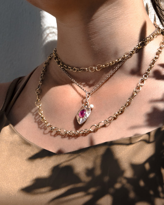 Nisi "Vessel" Pendant with Blue Sapphire & Pink Tourmaline