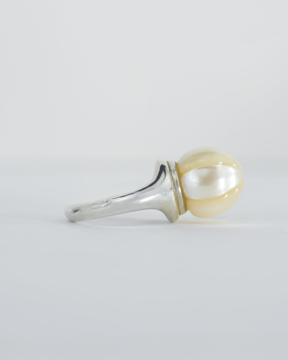 "Demeter" 12mm Freshwater Pearl Silver Ring