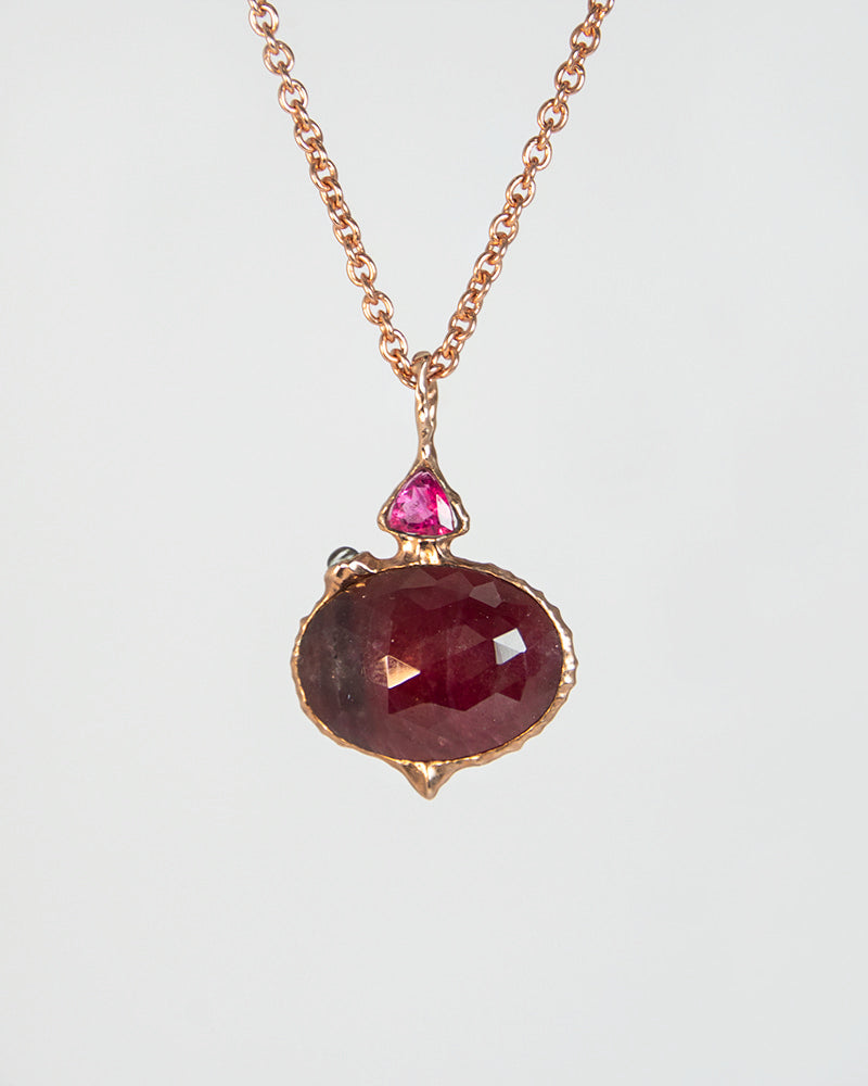 Nisi "Vessel" Ruby & Rose Quartz Pendant