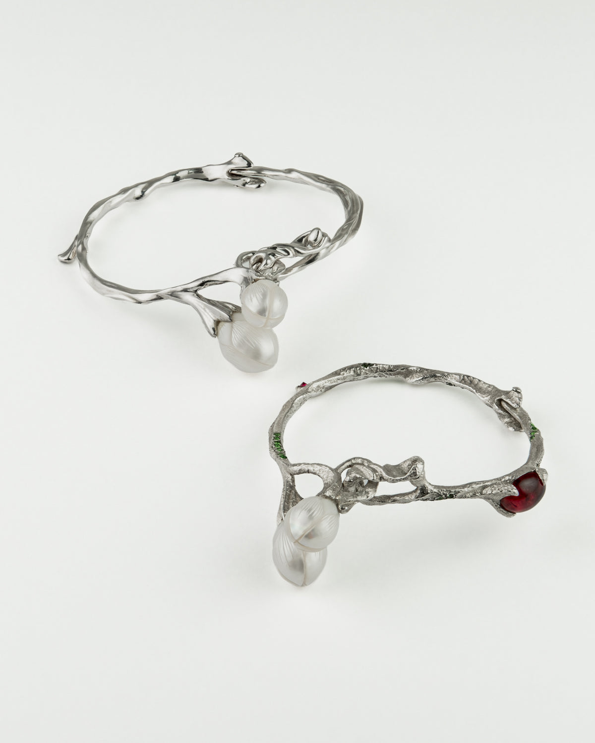 Tree Bangle in Sterling Silver with Gemstones and Pearls