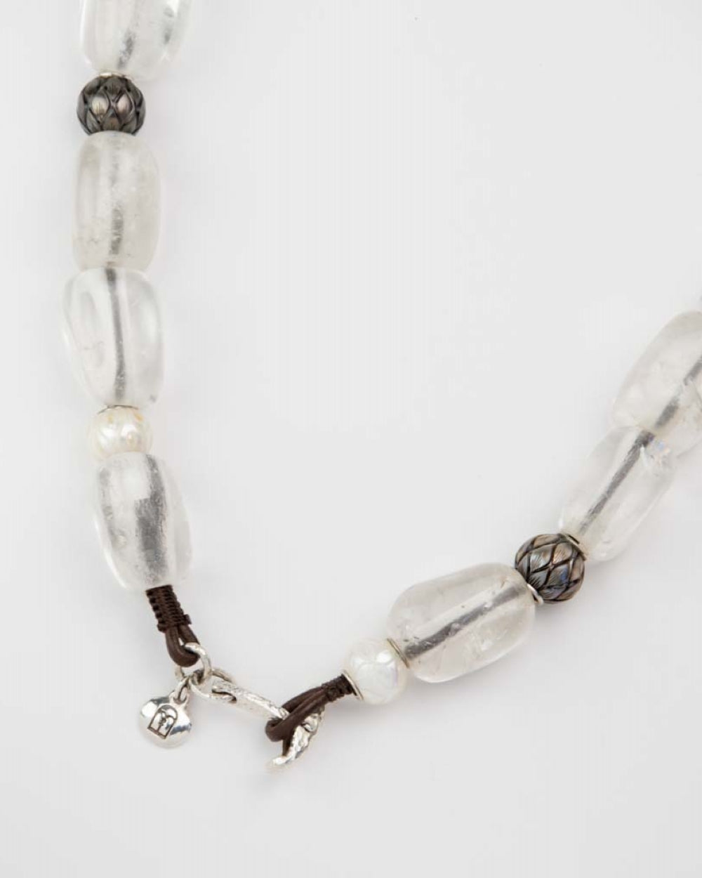 Carved Pearl, Quartz & Bone Opera Necklace