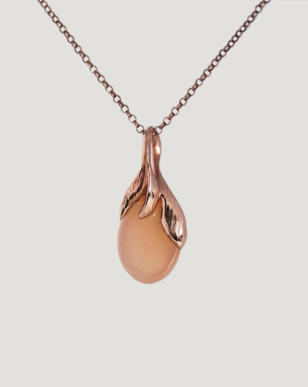 Back view of the Kara 18K Gold-plated Peach Moonstone Pendant