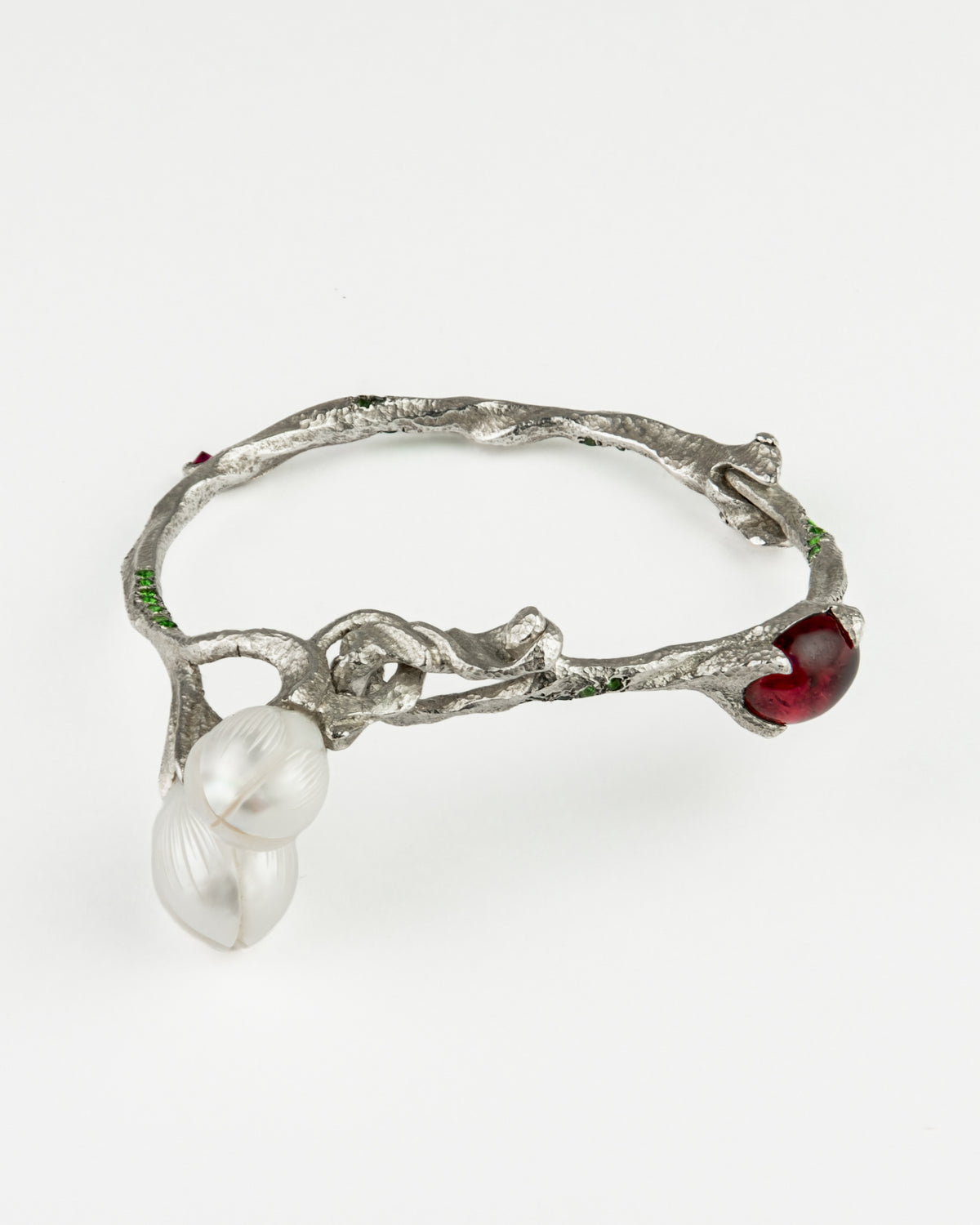 Tree Bangle in Sterling Silver with Gemstones and Pearls