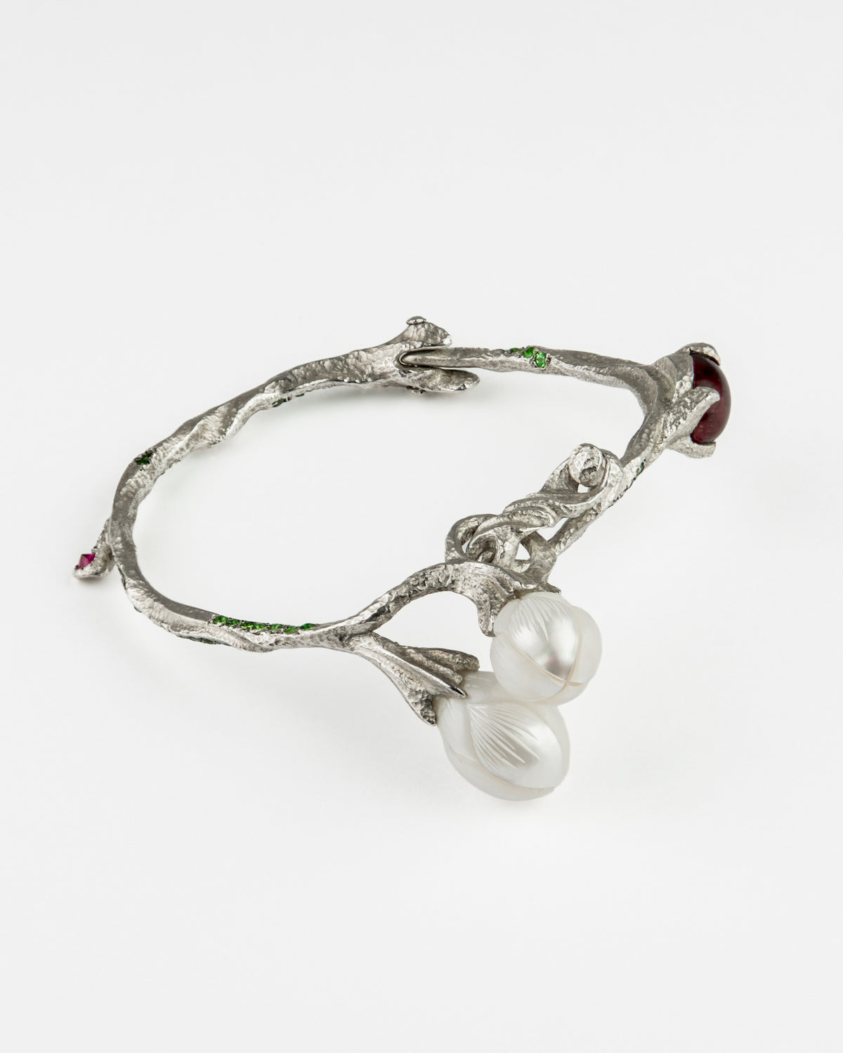 Tree Bangle in Sterling Silver with Gemstones and Pearls