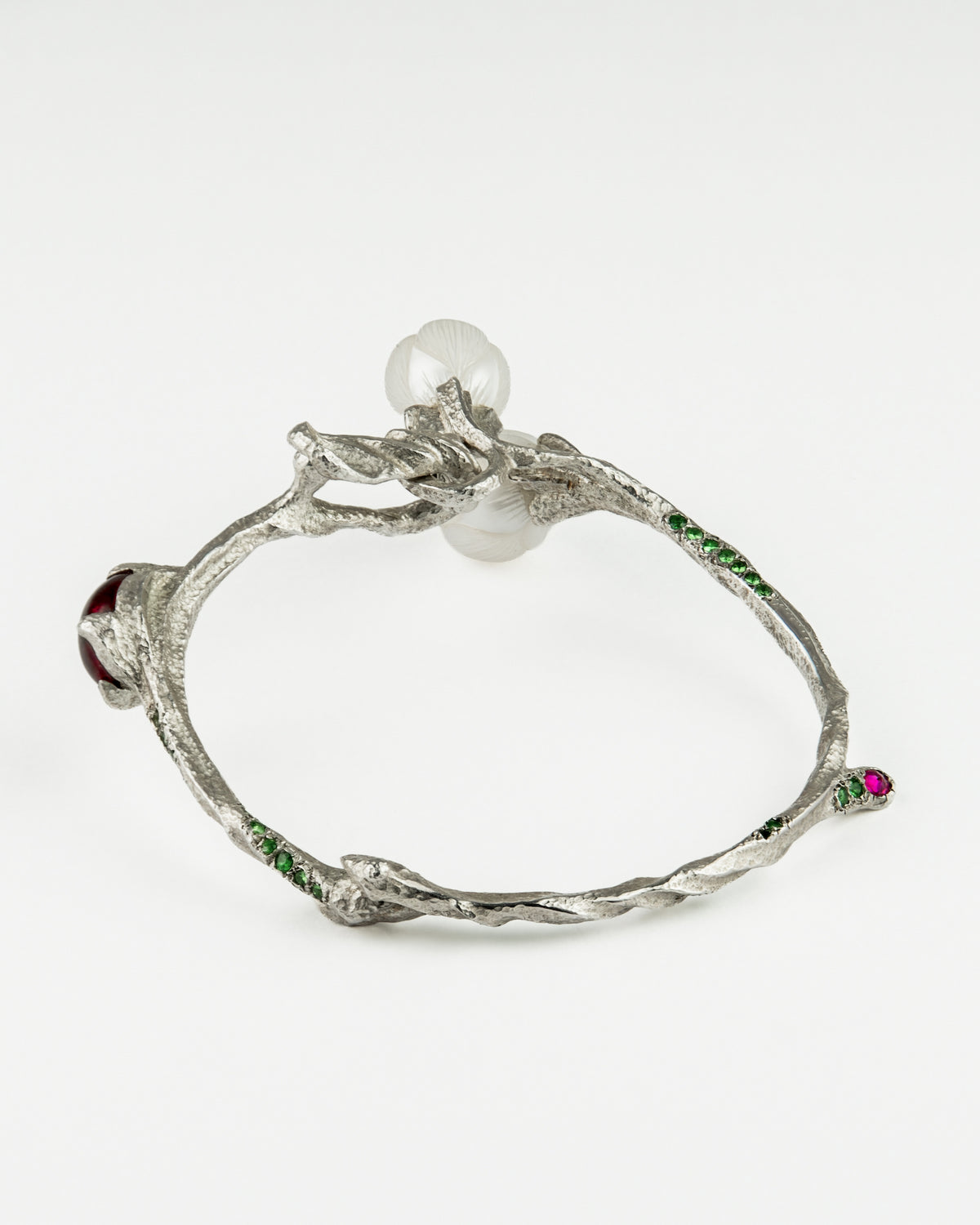 Tree Bangle in Sterling Silver with Gemstones and Pearls