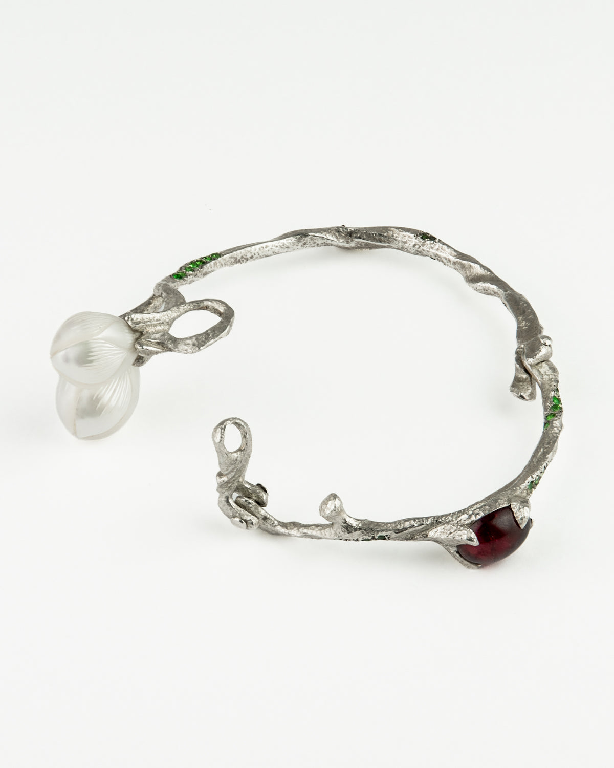 Tree Bangle in Sterling Silver with Gemstones and Pearls