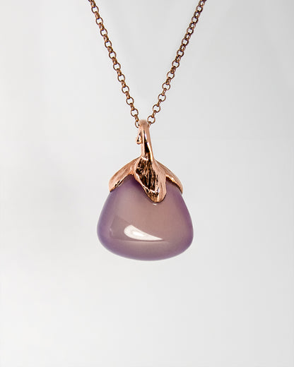 Kara rose gold-plated silver and purple chalcedony pendant front view