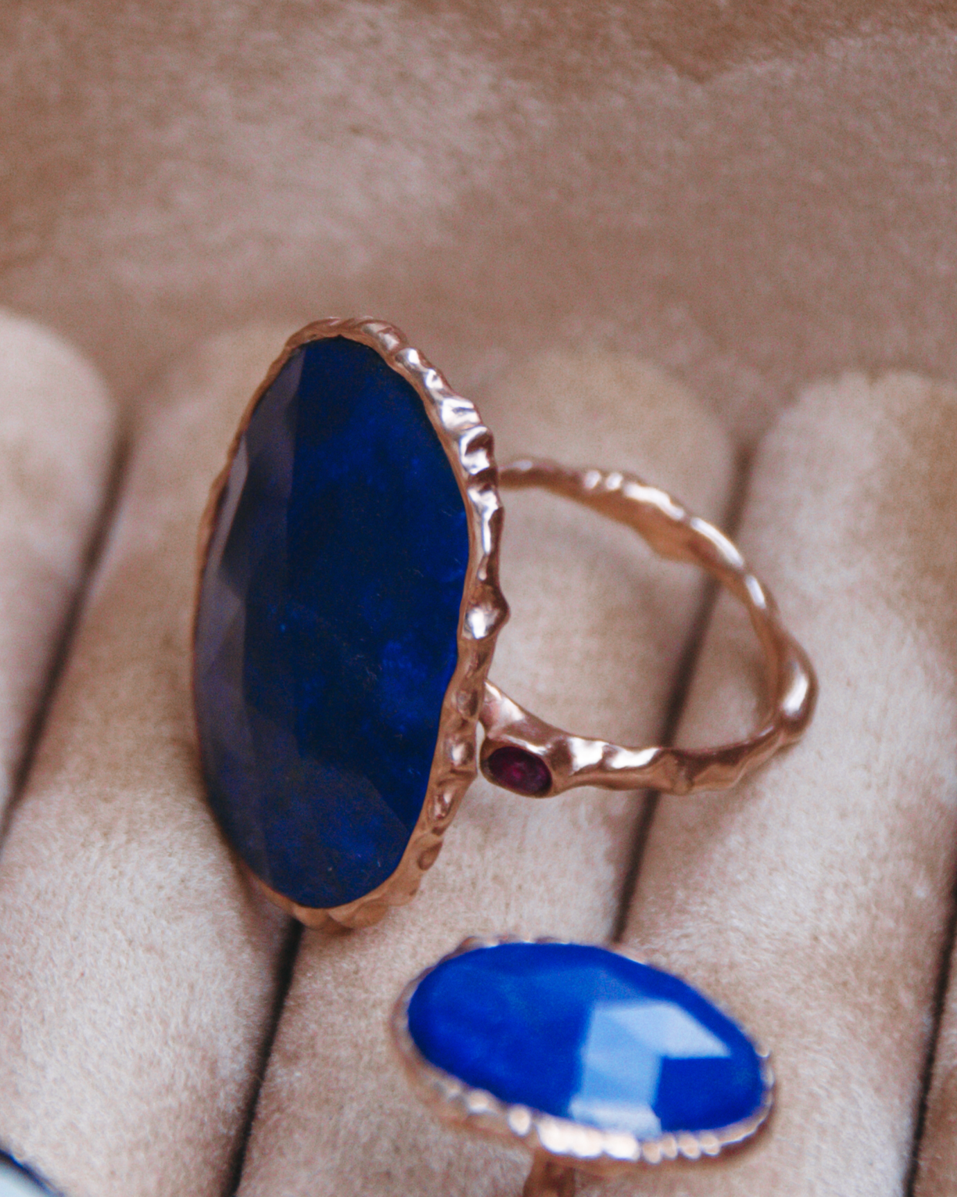 Nisi Island Lapis Lazuli, Blue Topaz, and Ruby Ring