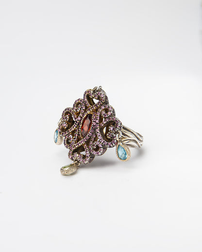 Twist and Turn Ring with Pavé Rhodolite