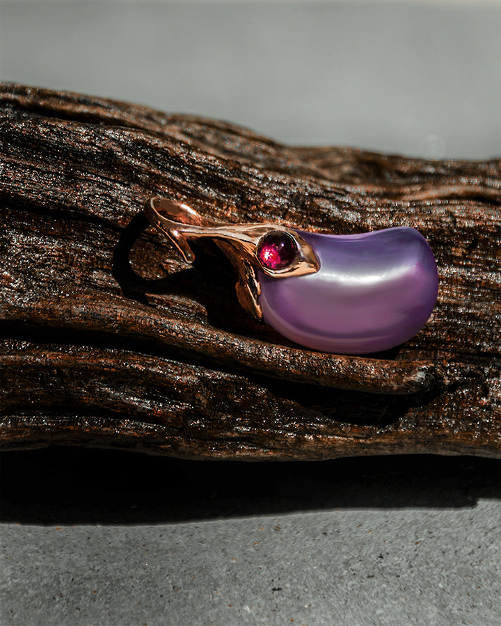 THP986RG Kara Pendant with Purple Chalcedony and Red Tourmaline set in 18K Rose Gold