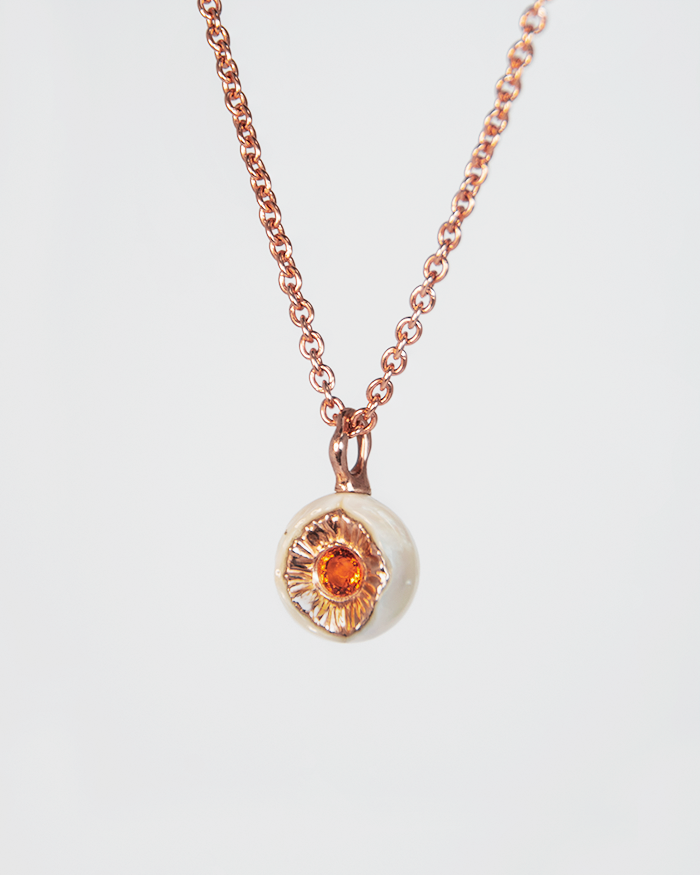 The Nisi Cove Pendant with Round Pearl in 18K Rose Gold