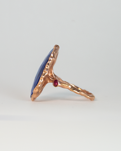 Nisi 18K Rose Gold Lapis Lazuli Ring decorated with Ruby