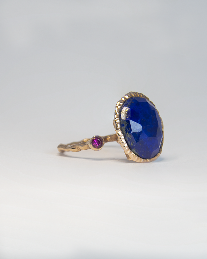 Nisi Island Ring in 18K Rose Gold with Lapis Lazuli and Rubellite - TVRRINI