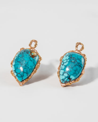 18K Rose Gold detachable drops featuring free-form cabochon Turquoise 